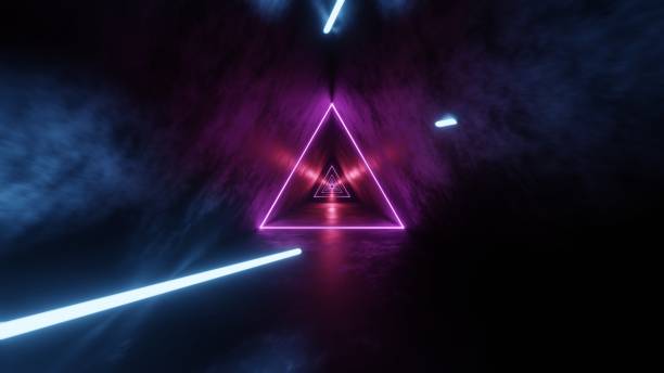 istock Abstract 3d render of neon, glowing light tubes, lasers and lines bouncing around and moving forward within a dark tunnel. 1731371852