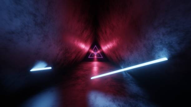 istock Abstract 3d render of neon, glowing light tubes, lasers and lines bouncing around and moving forward within a dark tunnel. 1731372390