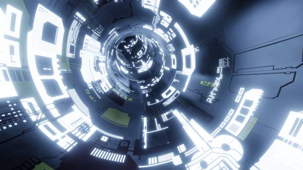 istock Abstract technology background, 3D render futuristic technology or sci-fi tunnel of cyberspace. 3d illustration. 1731373512