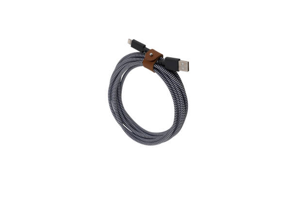 istock Cable for portable equipment with USB lightning connectors on a white background. 1731374057