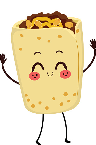 Delicious burrito mascot mexican street food isolated vector illustration