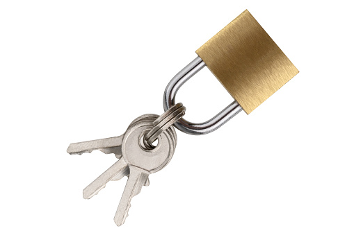 metal key on a white background - 3d illustration - rendering