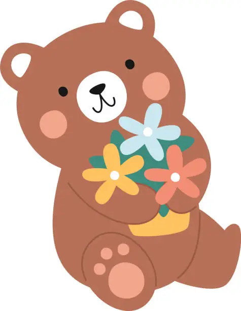 Vector illustration of 536_elements_cute_teddy_bears_bouquets_balloons