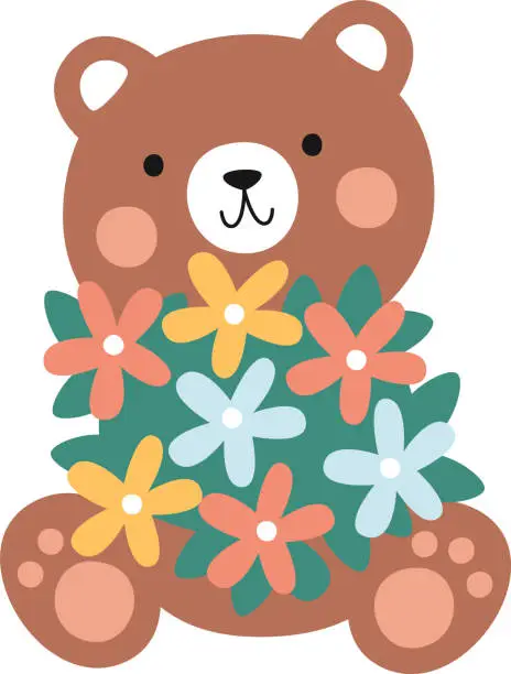 Vector illustration of 536_elements_cute_teddy_bears_bouquets_balloons