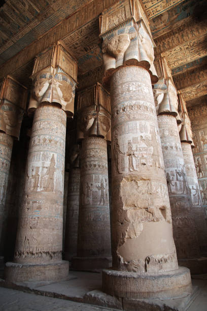 ancient temple hathor in dendera, egypt - ptolemy imagens e fotografias de stock