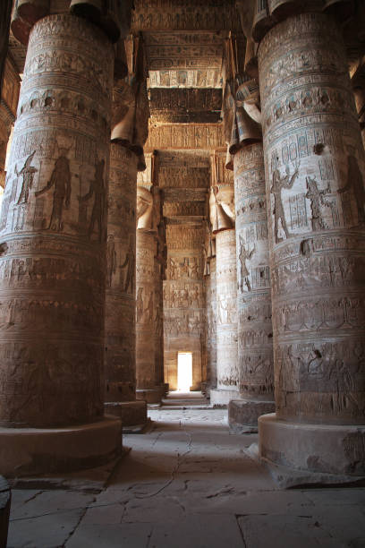 ancient temple hathor in dendera, egypt - ptolemy imagens e fotografias de stock