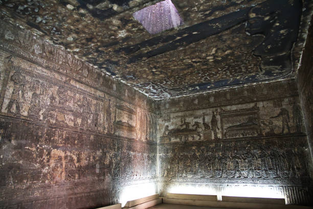 ancient temple hathor in dendera, egypt - ptolemy imagens e fotografias de stock