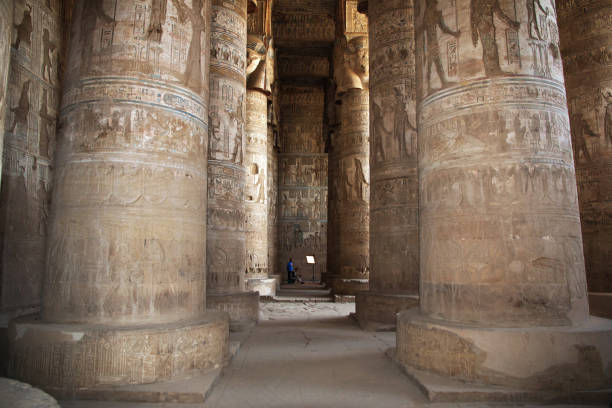 ancient temple hathor in dendera, egypt - ptolemy imagens e fotografias de stock