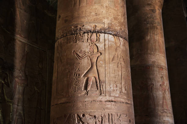 Abydos, Egypt - 02 Mar 2017: Ancient temple Abydos in Sahara desert, Egypt