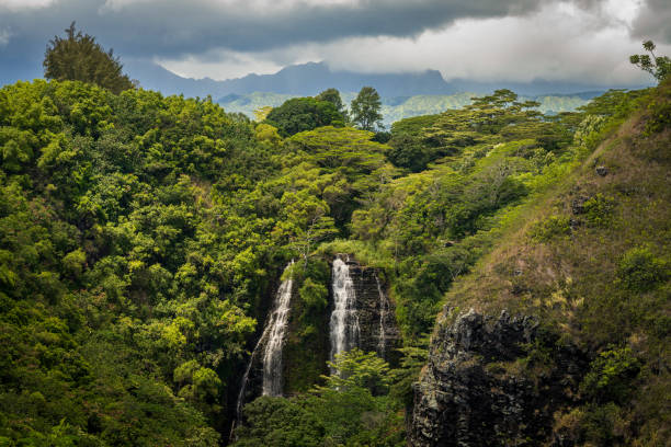 Scenic Rainbow Falls, Hawaii, Aerial View
