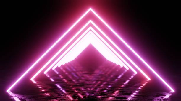 istock 3d render, abstract geometric background, fluorescent ultraviolet light, glowing neon lines, depth of field effect. 1731437842