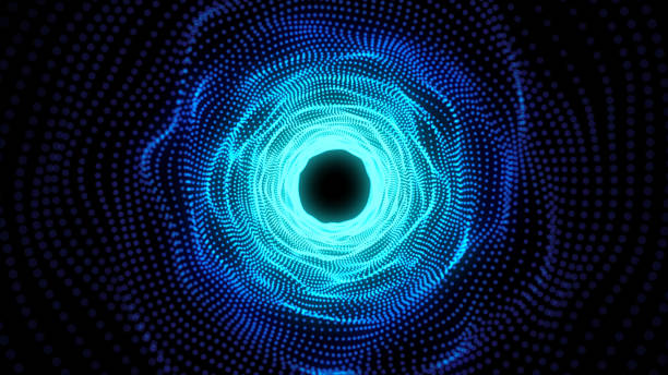 istock Abstract digital motion background. Organic Wavy Tunnel Abstract. Futuristic technological abstract background with dots for network, big data, server, internet, speed. 3d render. 1731441473