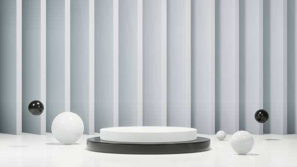istock Minimalistic podium with spheres. Design for product presentation. 3d rendering. 1731448285