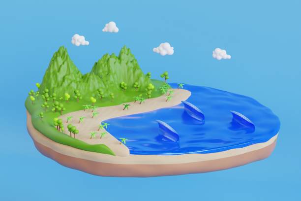 istock view of waves on the beach. Waves roll into the beach. 3d illustration 1731451222