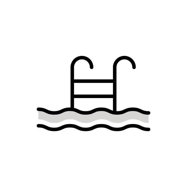 Vector illustration of Swimming Pool Universal Line Icon Design with Editable Stroke. Suitable for Web Page, Mobile App, UI, UX and GUI design.
