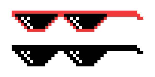 istock Vector Pixel Boss Glasses Icon Set in 8 bit Retro Style. Summer Meme Game Thug Design, Mafia Gangster Funky Sunglasses. Rap Music Design Element 1731452742