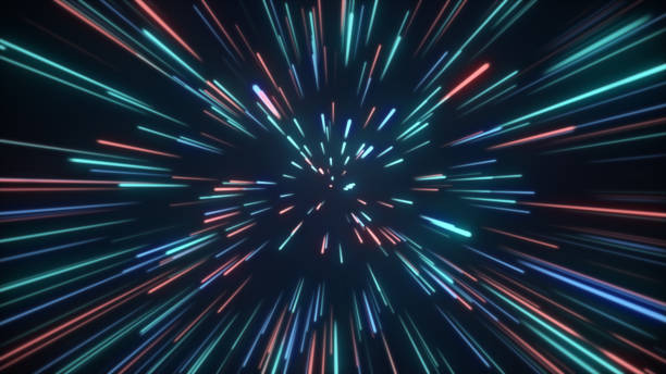 istock Flight through the stars in space. 3d render abstract particles background. Cyberspace 1731455006