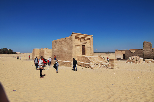 El Minya, Egypt - 03 Mar 2017: The ruins of the temple in the desert close El Minya, Egypt
