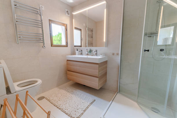 istock Small en-suite bathroom inside luxury Mediterranean chalet 1731468758