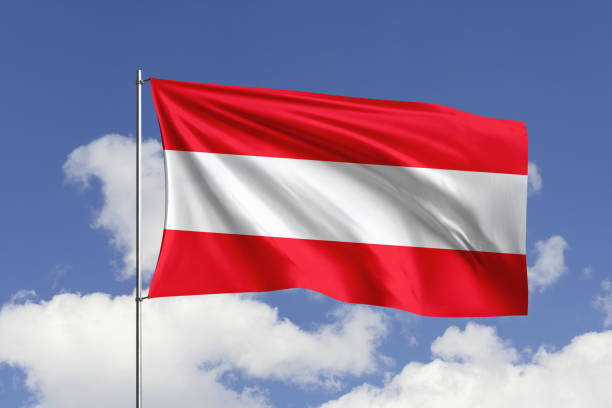 istock Austria flag fluttering in the wind on sky. 1731480211