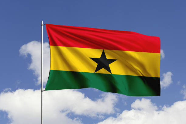 istock Ghana flag fluttering in the wind on sky. 1731496993
