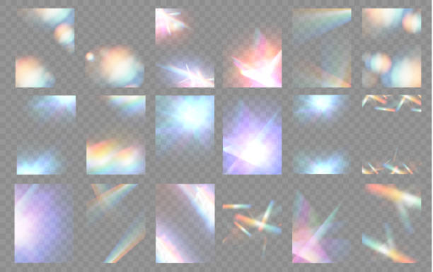 crystal light glasses effect sparkle prism glare reflection effect - light stock illustrations
