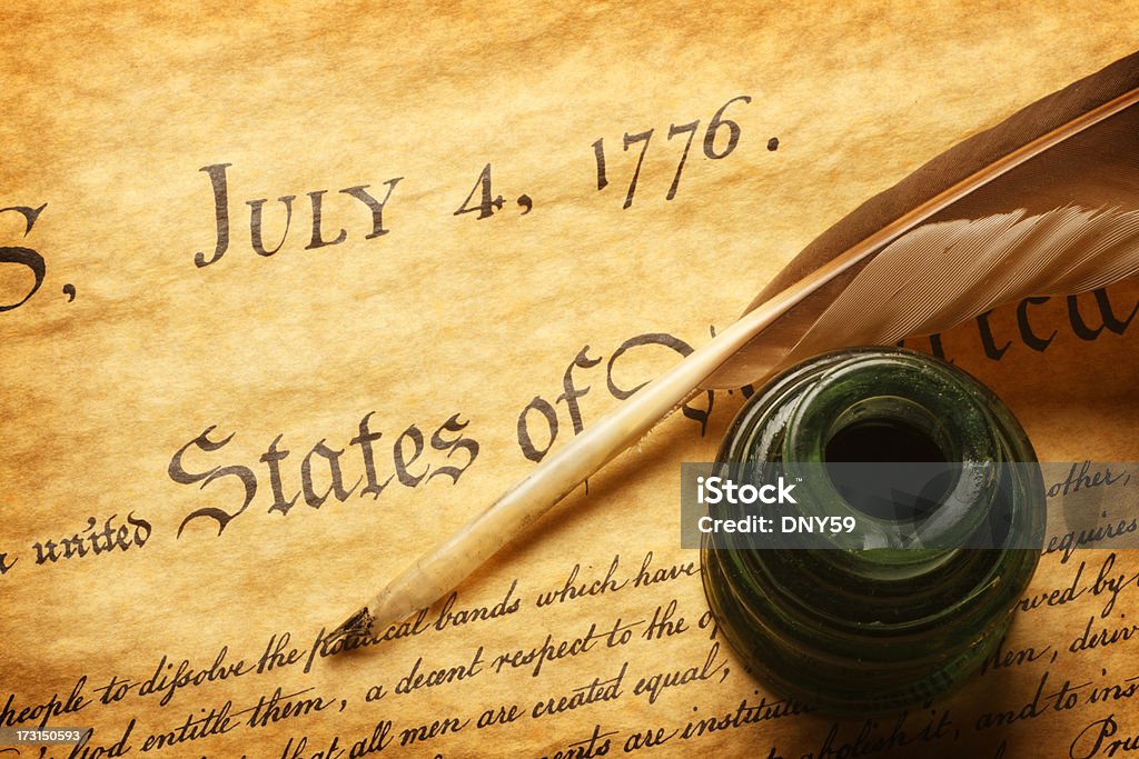 퀼 및 inkwell 위에 미국독립선언 - 로열티 프리 미국독립선언 스톡 사진