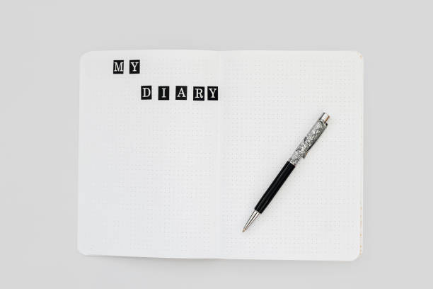 istock Filling in the diary, the inscription My Diary in the notebook in a dot 1731525005