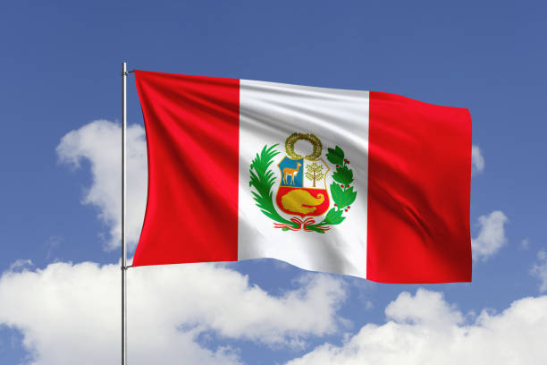istock Peru flag fluttering in the wind on sky. 1731527598