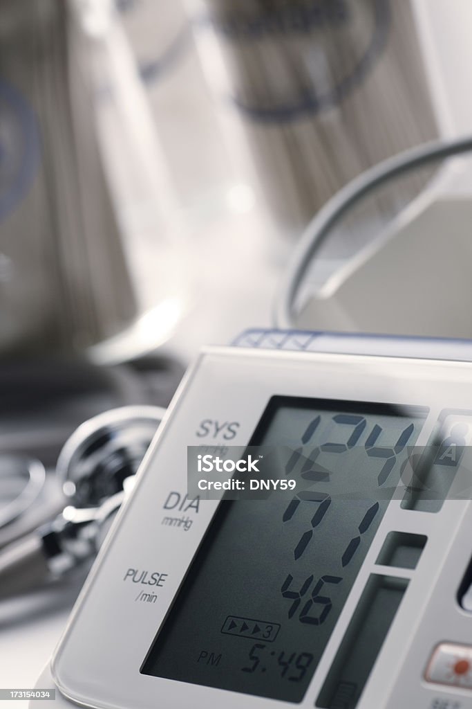 Blood Pressure Close up of Blood Pressure machine, stethoscope. Blood Pressure Gauge Stock Photo