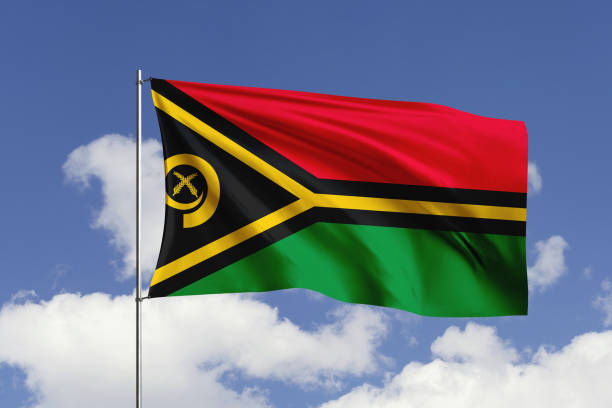 istock Vanuatu flag fluttering in the wind on sky. 1731541570