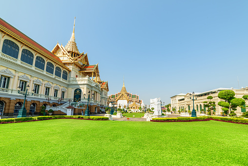 Awesome view of the Grand Palace in Bangkok, Thailand. Bangkok is a popular tourist destination of Asia.
