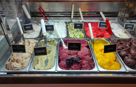 Italian ice cream in cafe at Florence, Italy