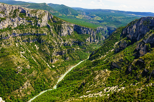 Verdon Gorge in Provence France. Mountain landscape. View from Belvedere de la Dent d'Aire viewing point.