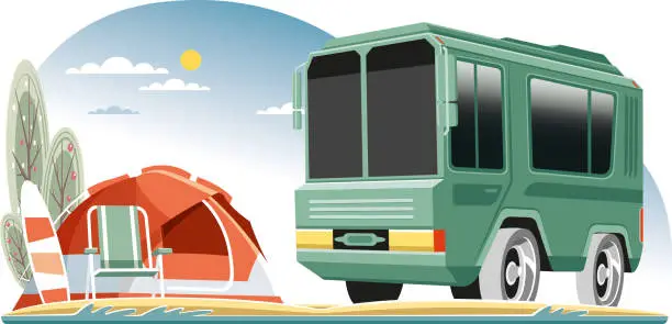 Vector illustration of CAMPER TRUCK A