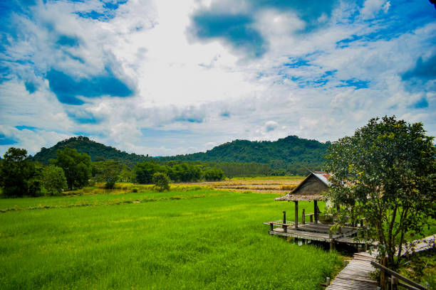 istock The landscape, with its mountains, rice fields, sky, and huts, imparts a fresh and clear feeling. 1731576363