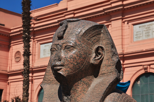 Cairo, Egypt - March 5, 2017: The building of National Egyptian Museum in the center of Cairo, Egypt