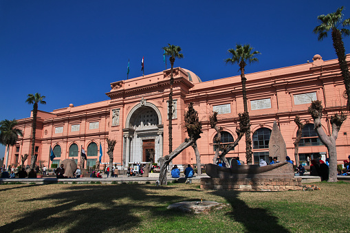 Cairo, Egypt - March 5, 2017: The building of National Egyptian Museum in the center of Cairo, Egypt