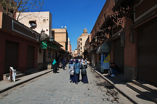 Cairo, Egypt - 05 Mar 2017. Old street of arabish Cairo, Egypt