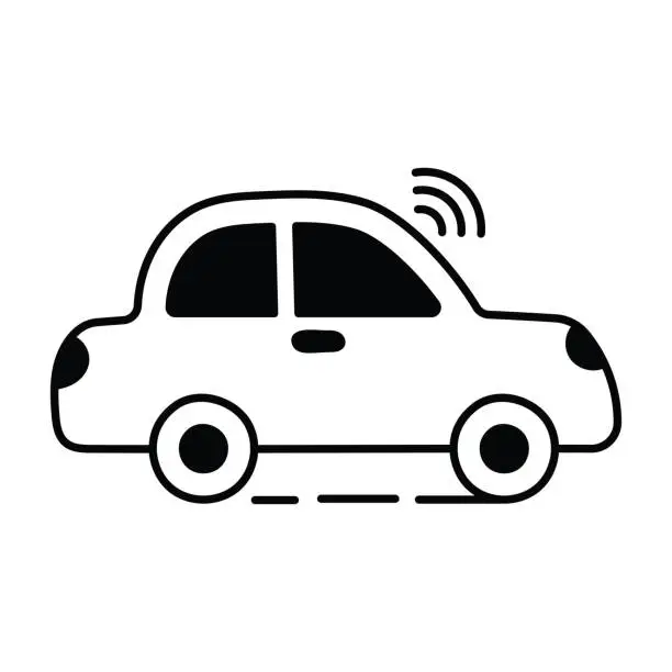 Vector illustration of Smart car doodle Icon Design illustration. Science and Technology Symbol on White background EPS 10 File