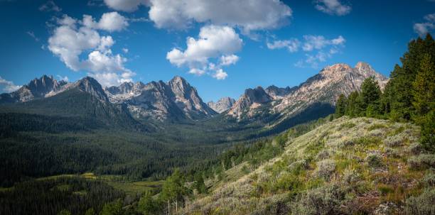 istock the mountain landscape in springtime with some clouds overhead, and trees below 1731578869