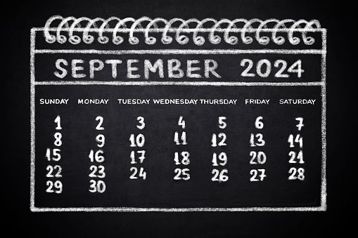 September 2024 Calendar on blackboard