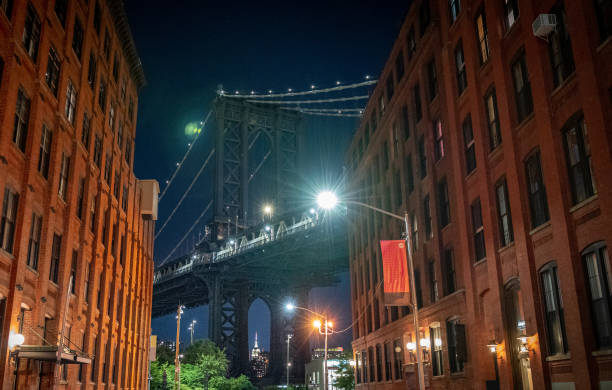 Dumbo in Brooklyn at night, USA