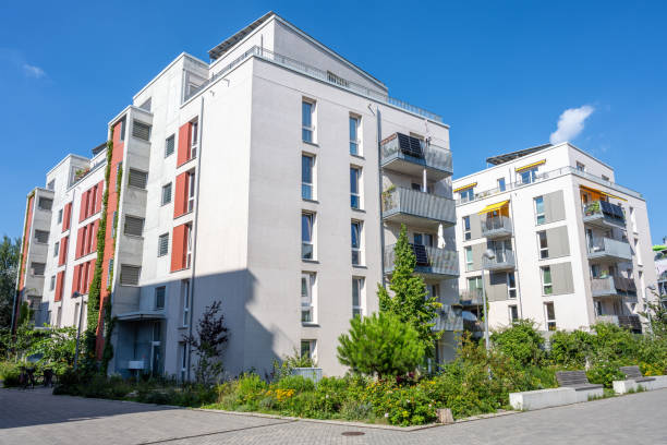 istock Apartment buildings in a housing development area 1731610003