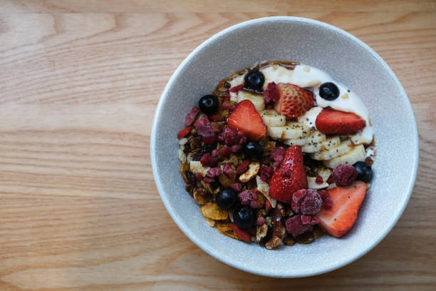istock top down view of fruit yogurt on table 1731640696