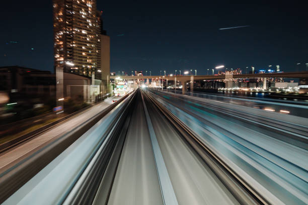 istock Motion blurred of train moving inside tunnel with daylight in tokyo, Japan. 1731648558