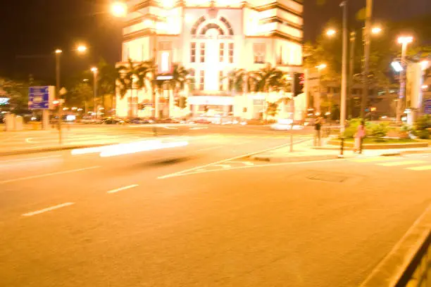 Blur picture of a Kuala Lumpur street at night