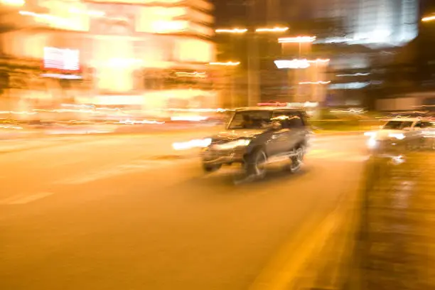 Blur picture of a Kuala Lumpur street at night