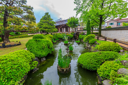 Garden and watermill of traditional Korean house