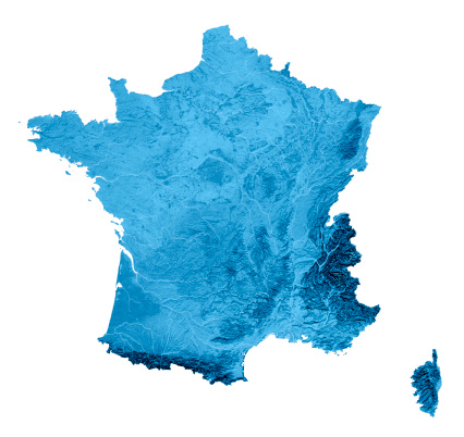 Mapa de Francia Topographic aislado photo